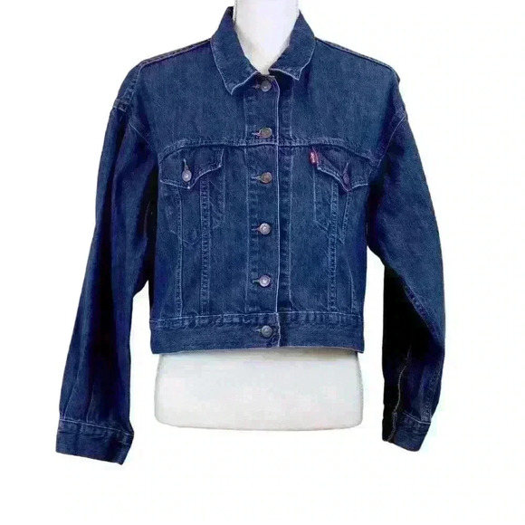 Levi's Premium Jean Jacket Waterless Technology w/Embroidered Message Size Small - Picture 1 of 9